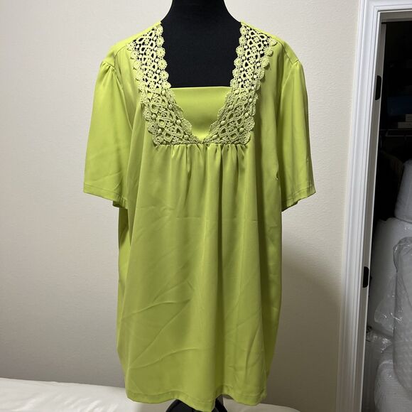 NWT Maggie Barnes Size 2X 22/24W Short Sleeve Pullover Square Neck Tunic Blouse - Picture 1 of 12